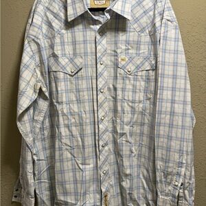 Larry Mahan Light Blue Plaid Button Down Shirt